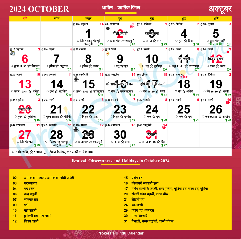 2024 October 2024 Hindu Calendar Archives India Calendar